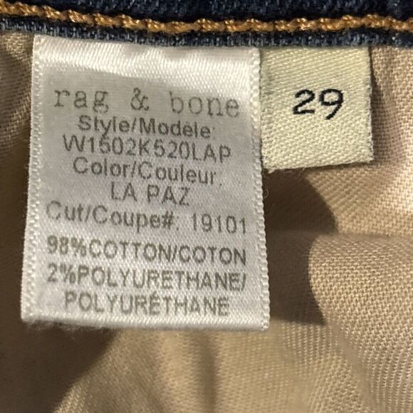 RAG & BONE W1502K520LAP La Paz Blue Skinny Denim Distressed Jeans Pants Size 29 - Picture 11 of 16